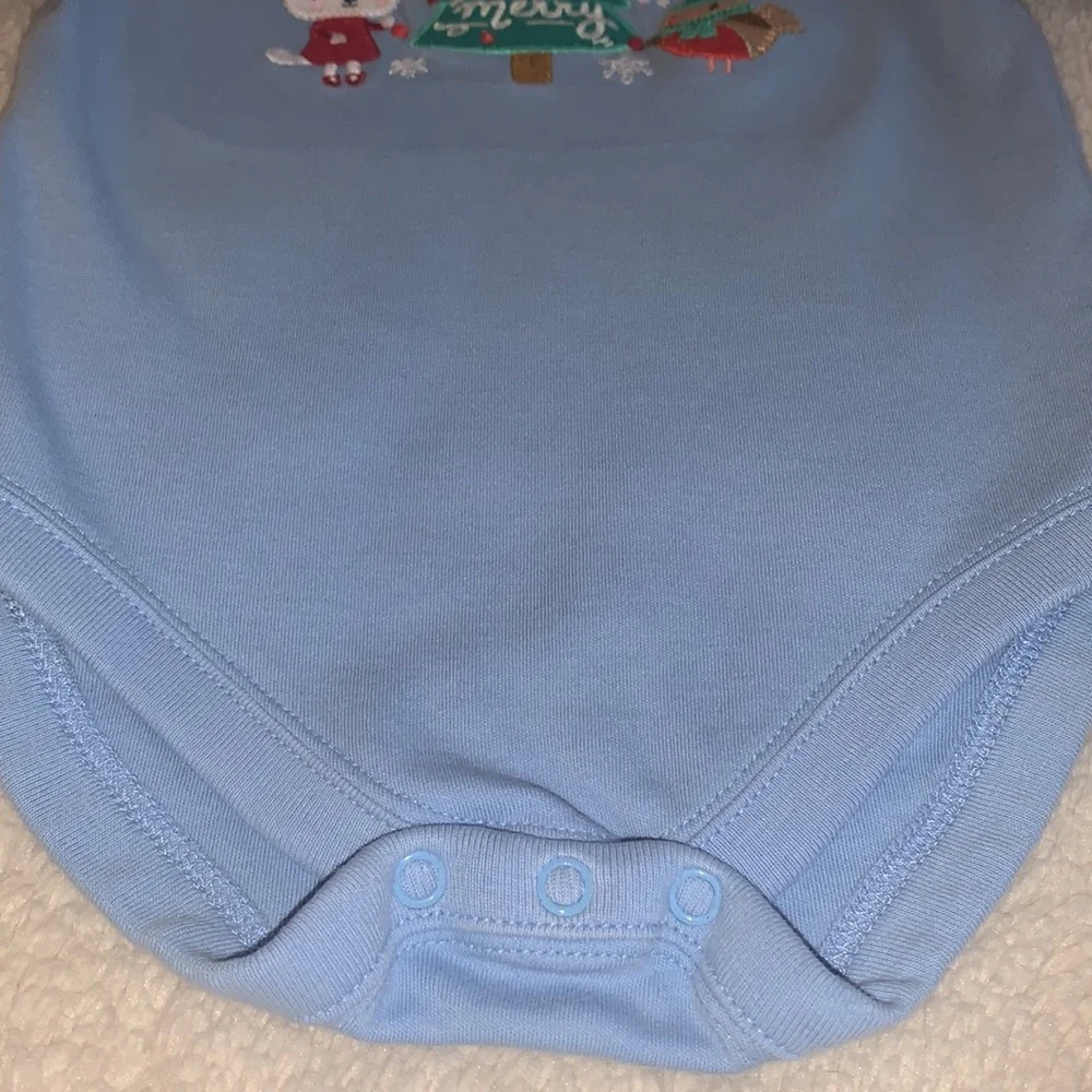 Gymboree 3-6M Bright & Merry Holiday Onesis Blue